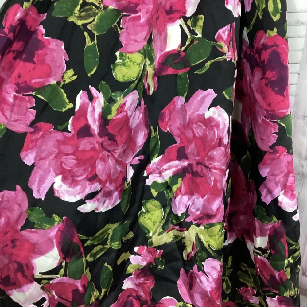 Jodi Kristopher Skirt Black Pink Floral Full Hi Low 14/15